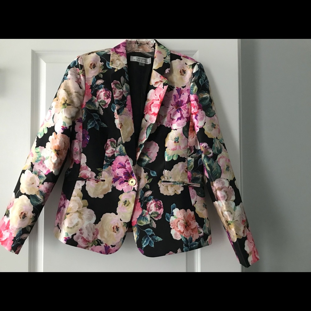 Tahari ASL Floral Print Mikado Blazer - Picture 4 of 8